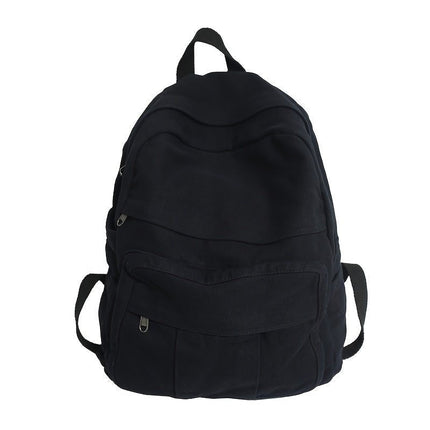Mochila Escolar Femenina Vintage Impermeable con Bolsillos CARGUE - Negro