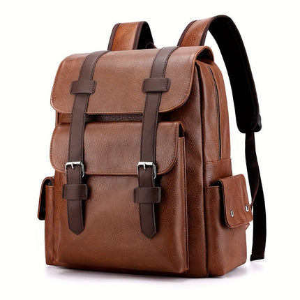 Mochila Ejecutiva Retro en Cuero Sintético Premium CARGUE - Caqui