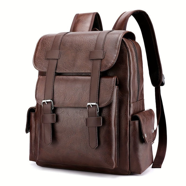 Mochila Ejecutiva Retro en Cuero Sintético Premium CARGUE - Marrón
